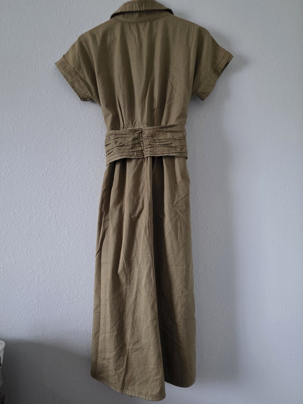 Women's Midi Dress in Olive Green - 100% Cotton - Picture 3 of 6